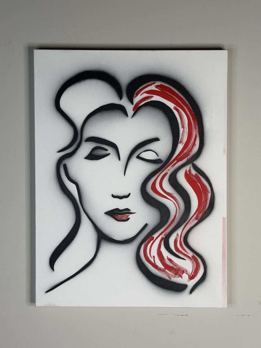Lady in Red, painting by Johnny X
